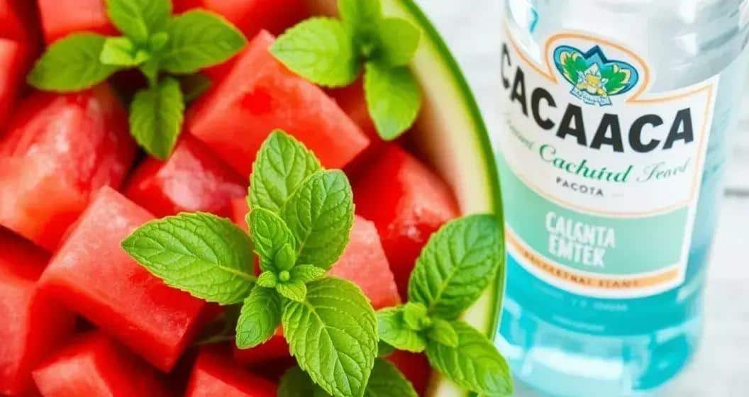 Ingrédients pour la Caipiríssima à la pastèque et menthe Ingrédients pour la Caipiríssima à la pastèque et menthe