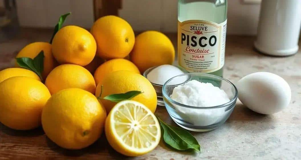 Ingrédients pour le cocktail au citron sicilien avec pisco