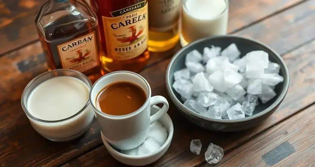 Ingrédients pour le cocktail cubain avec café et crème Ingrédients pour le cocktail cubain avec café et crème