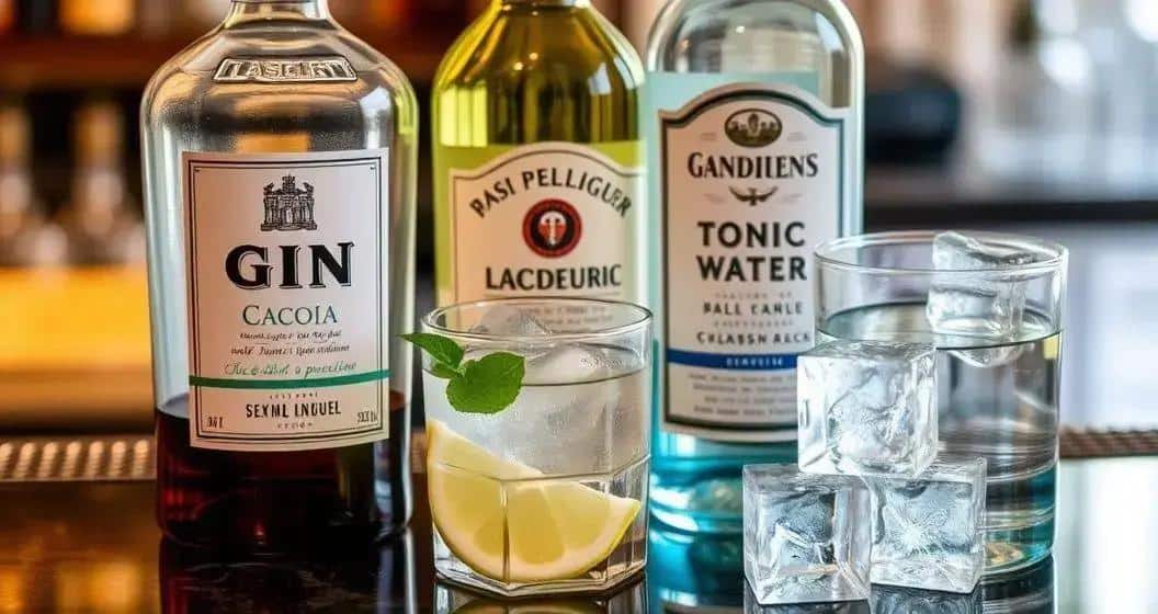 Ingrédients pour le Gin Tonic avec Liqueur de Cacao