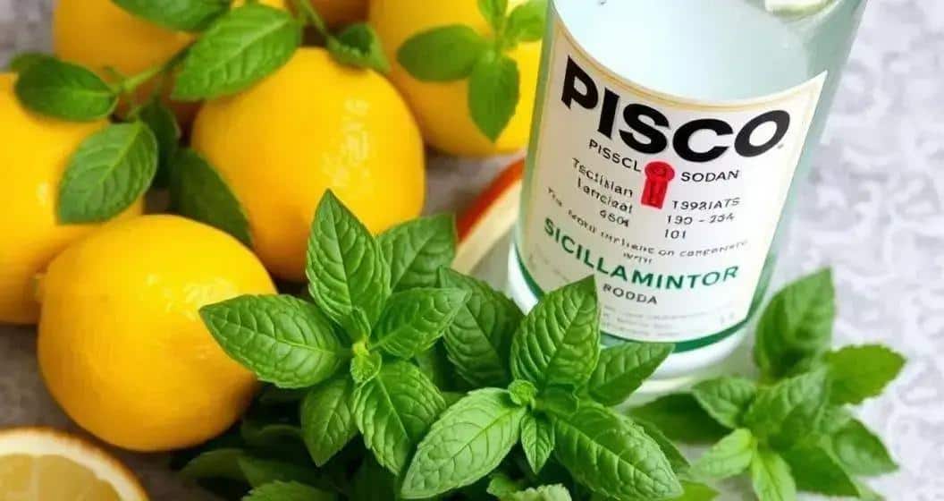Ingrédients pour le Pisco avec soda au citron sicilien Ingrédients pour le Pisco avec soda au citron sicilien
