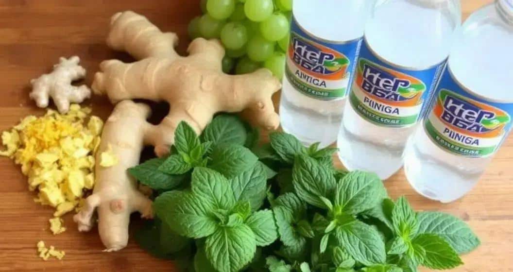Ingrédients pour le soda au raisin avec zeste de gingembre