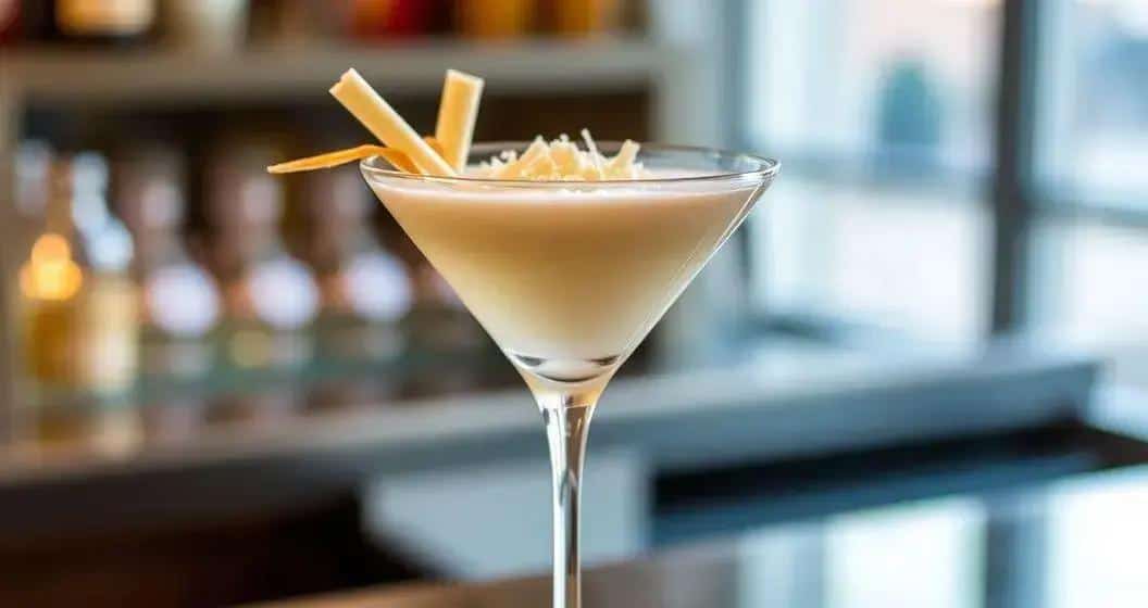 Martini avec liqueur de coco et copeaux de chocolat blanc : Une variation luxueuse 4 Martini avec liqueur de coco et copeaux de chocolat blanc : Une variation luxueuse