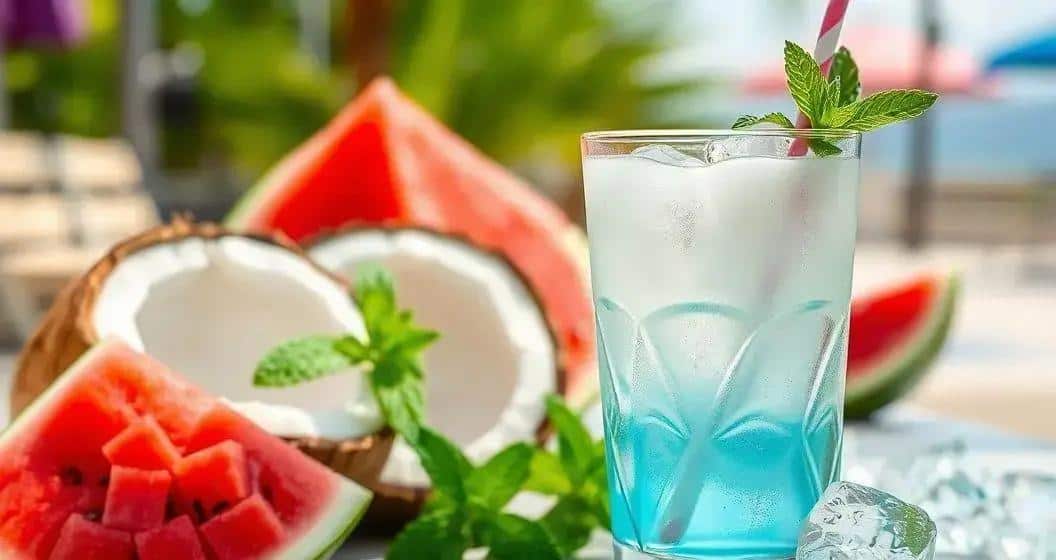 Eau de coco avec jus de pastèque et menthe : Une boisson estivale rafraîchissante 5 recette dete eau de coco avec jus de pasteque et menthe - Best Blog Brasil - Os Blogs mais Incríveis da Web