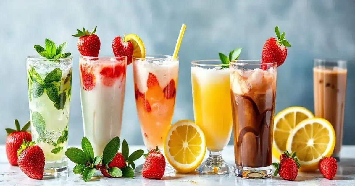 Variantes de la boisson à la fraise avec lait concentré Variantes de la boisson à la fraise avec lait concentré