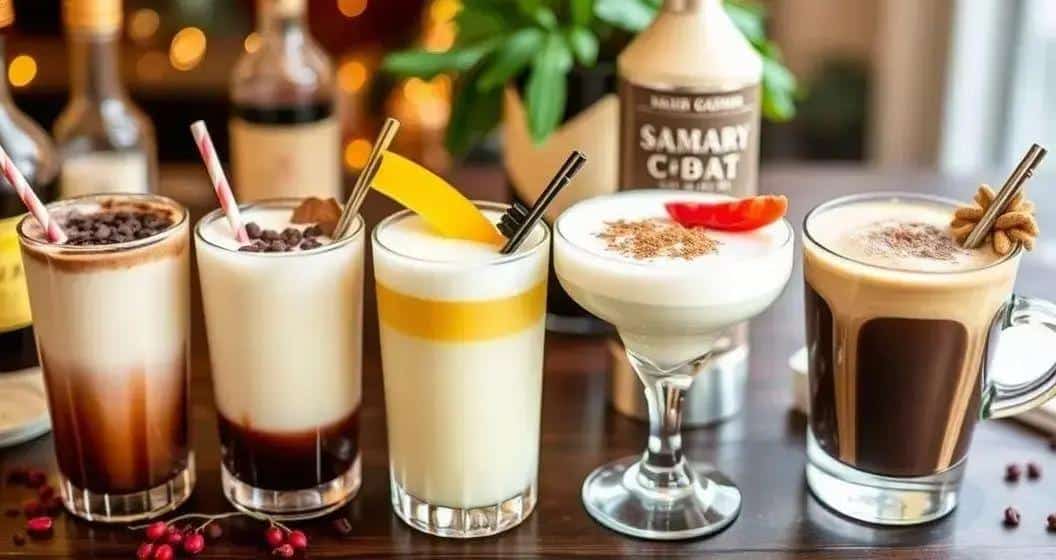 Variantes du Coquito avec copeaux de noix de coco Variantes du Coquito avec copeaux de noix de coco