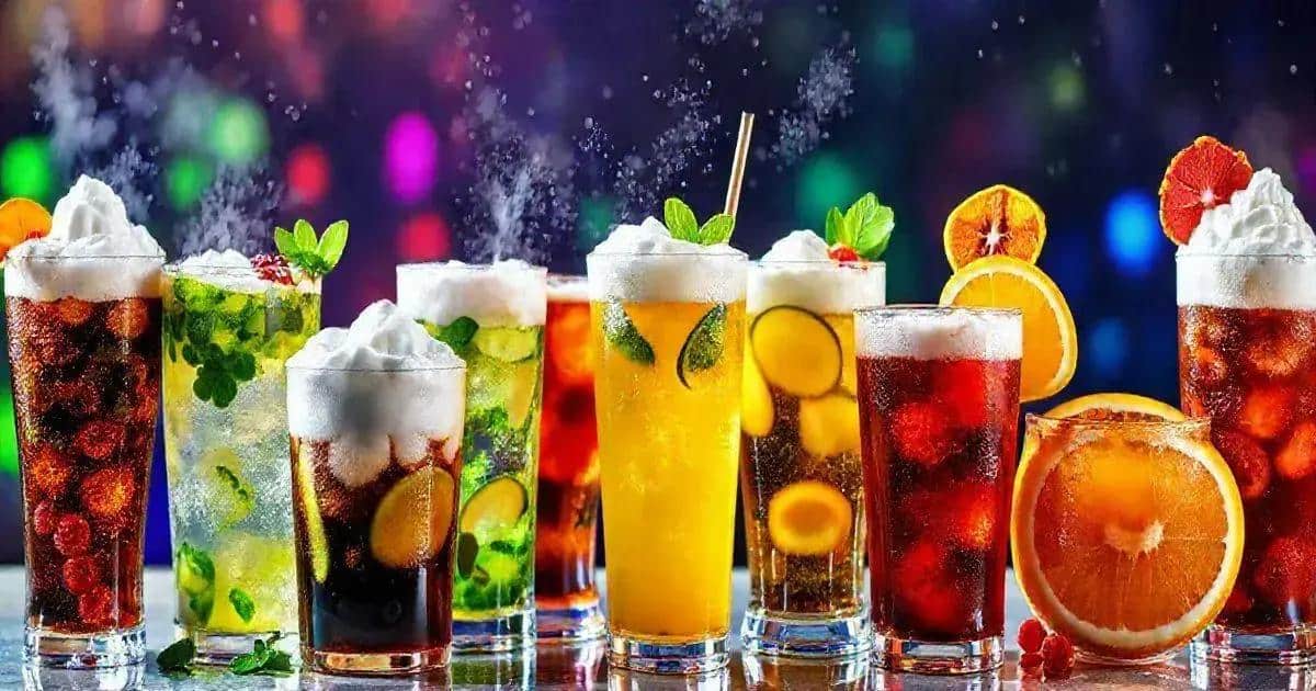 Variantes du soda au cola avec écume de fruit