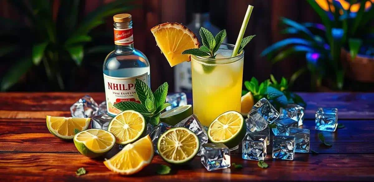 Ingredienti del Punch al rum con schiuma di ananas e menta