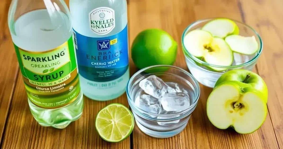 Ingredienti per energy drink con sciroppo alla mela verde