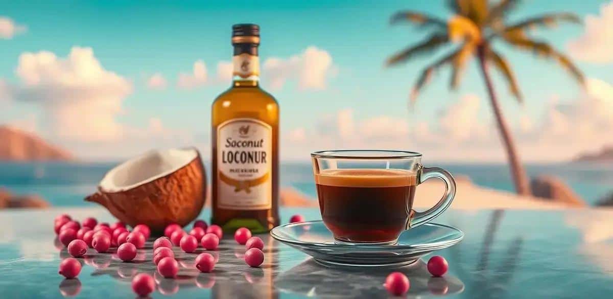 Ingredienti per il caffè con liquore al cocco e pepe rosa