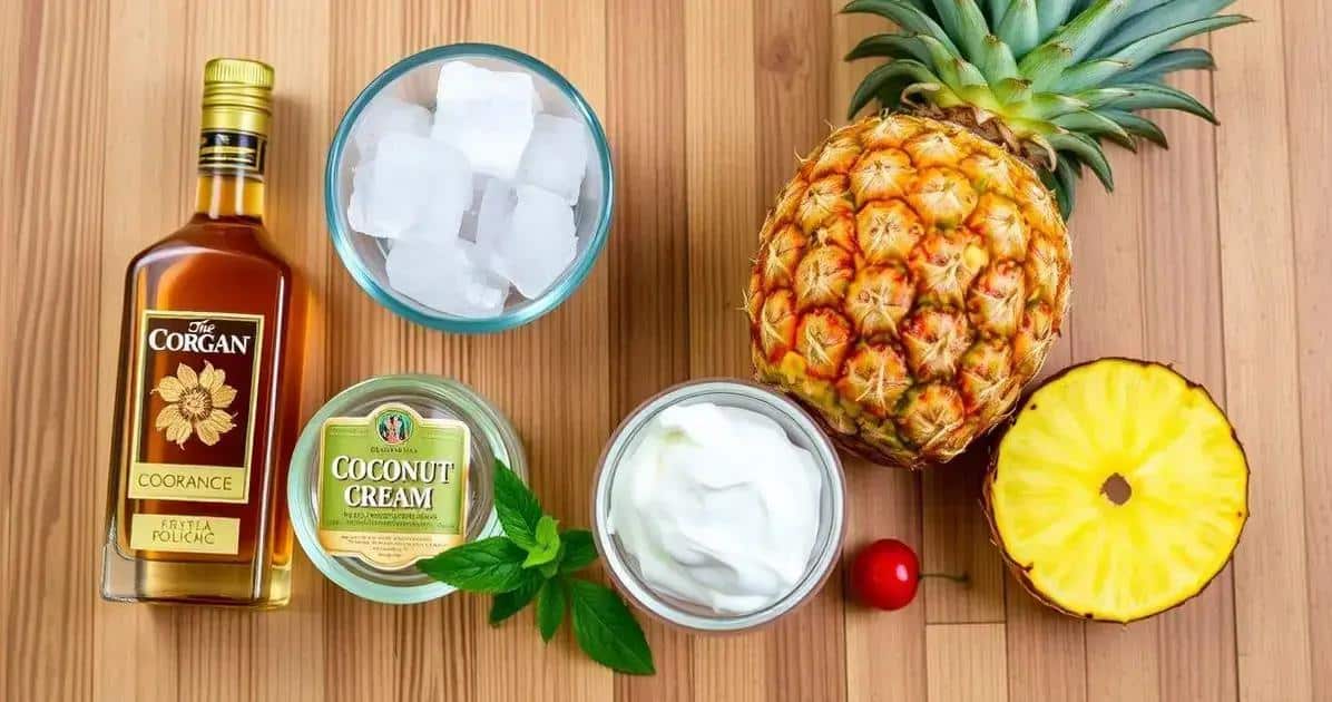 Ingredienti per il Cognac tropicale con ananas e cocco