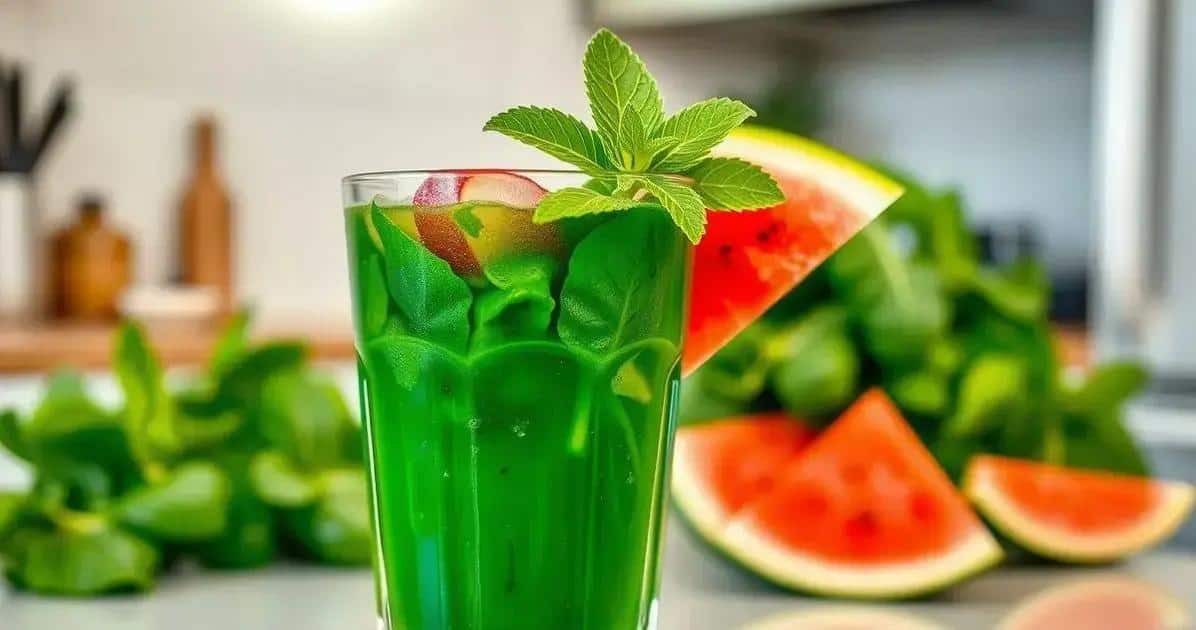 Ingredienti per il drink verde con schiuma di anguria e zenzero