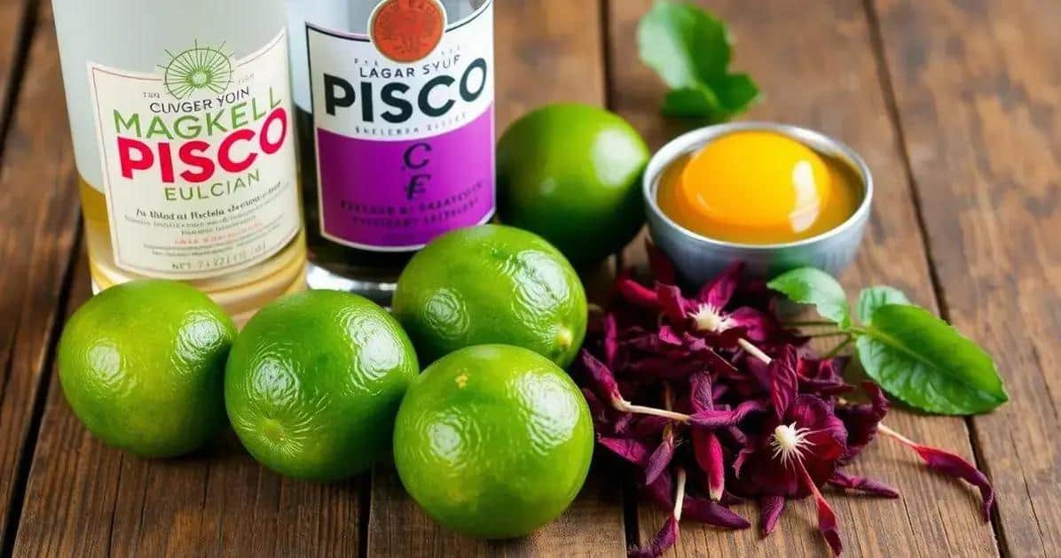 Ingredienti per il Pisco Sour con Schiuma di Ibisco