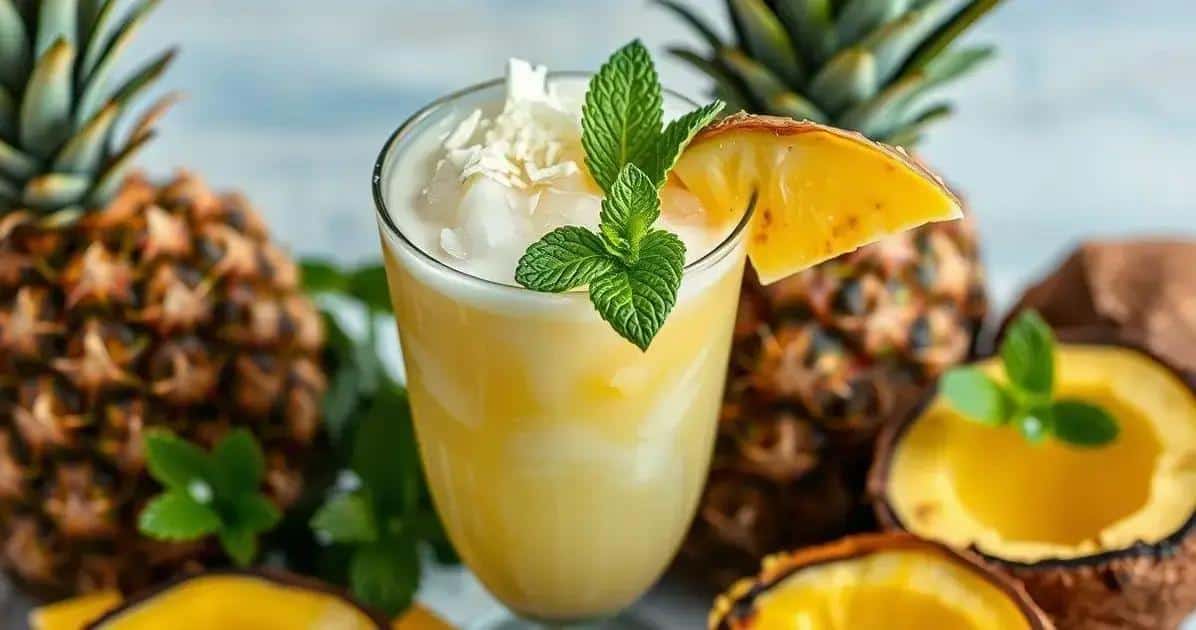 Ingredienti per la Piña Colada con Liquore alla Menta e Cioccolato Bianco