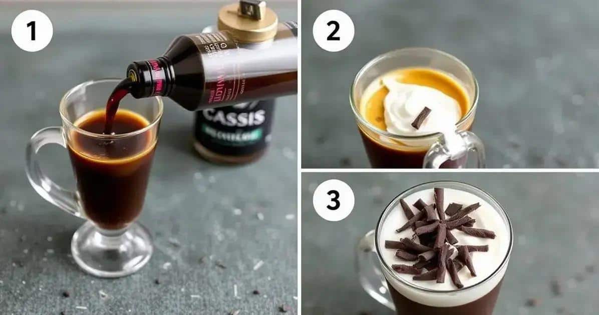 Metodi di preparazione del caffè con liquore al cassis e crema di cocco