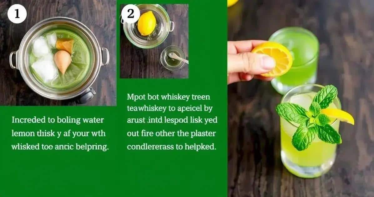 Preparazione del cocktail al tè verde con whisky e limone
