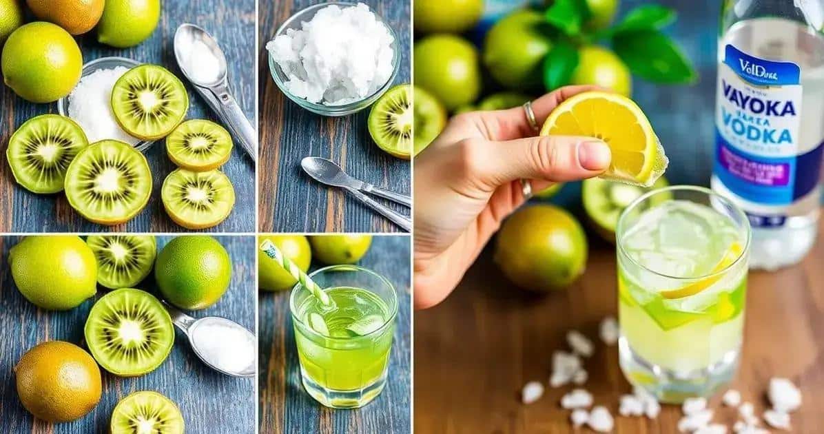 Preparazione della Caipiroska al Kiwi