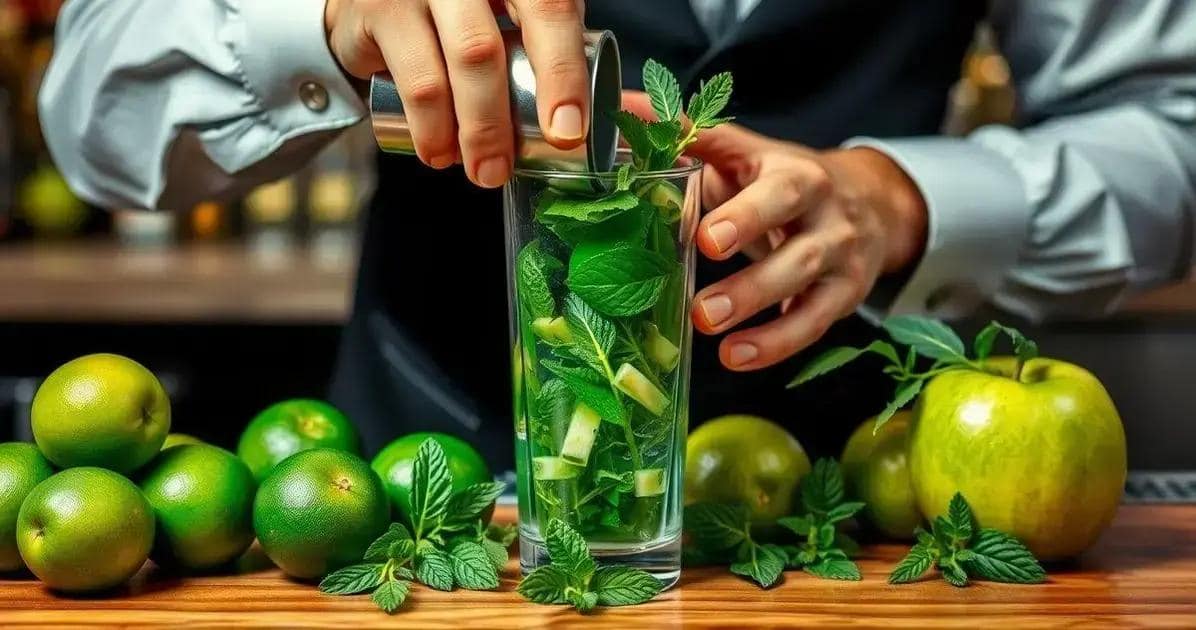 Preparazione della miscela per il Drink verde con vodka
