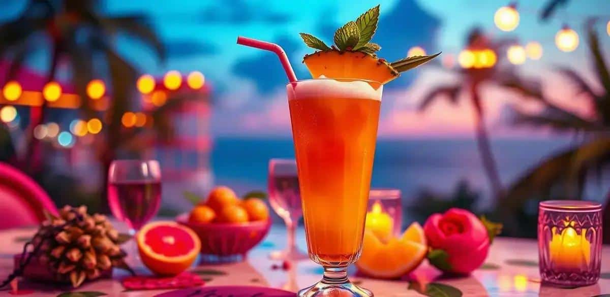 Servire il Punch al rum con schiuma di ananas e menta