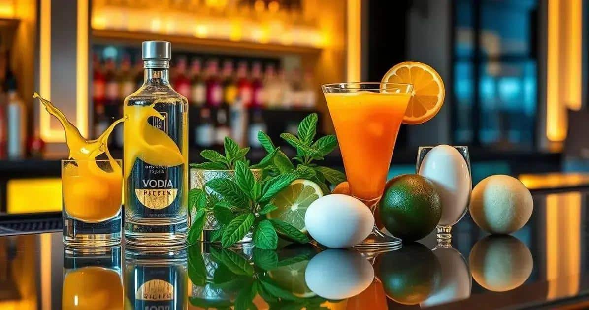 Ingredienti della Vodka con Schiuma di Frutto della Passione e Menta