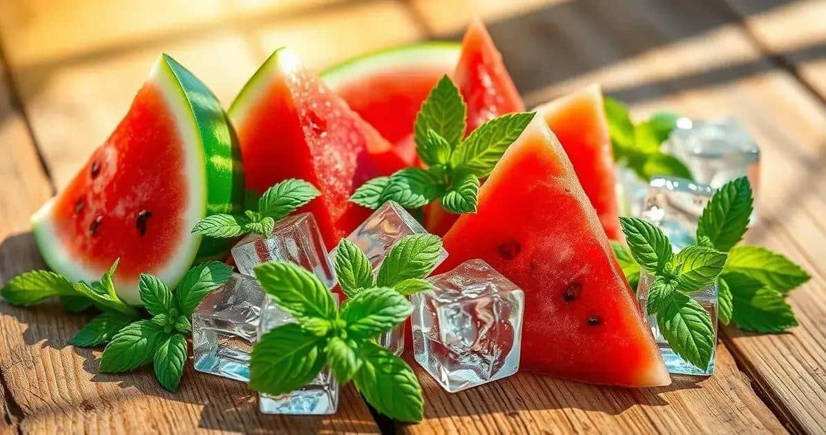 Ingredienti per ghiaccio con anguria e menta