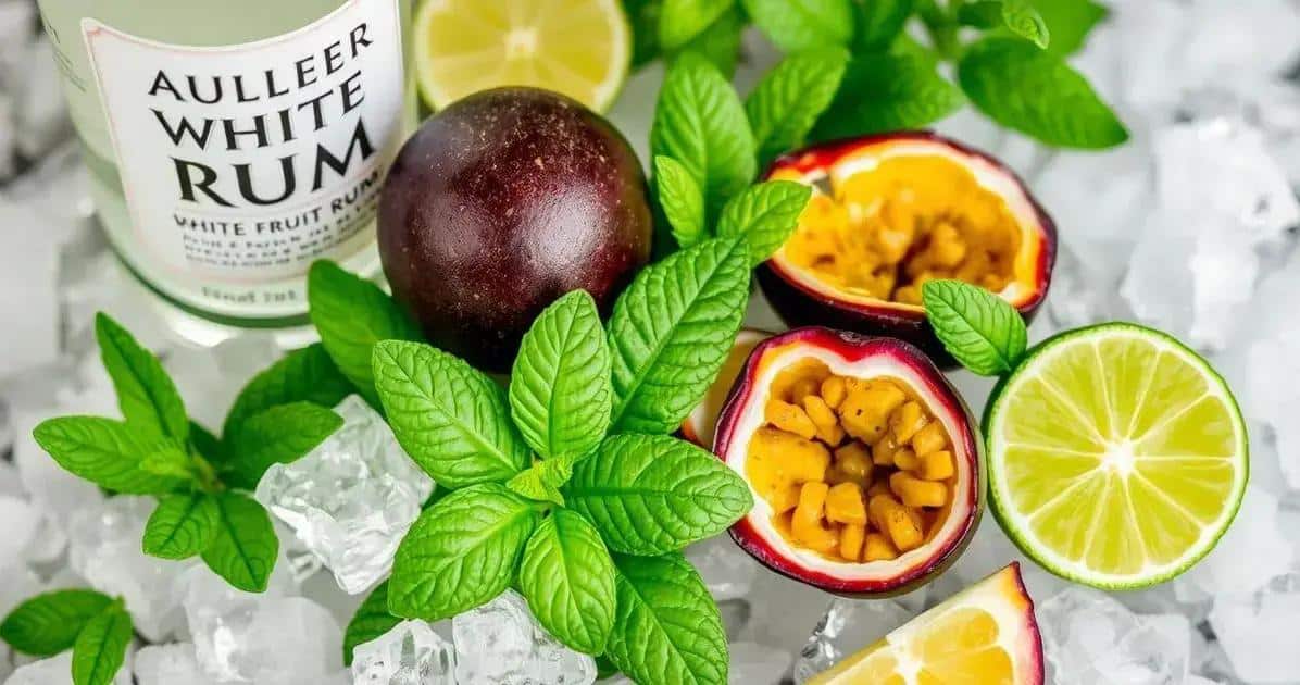 Ingredienti per il Daiquiri con succo di frutto della passione e menta