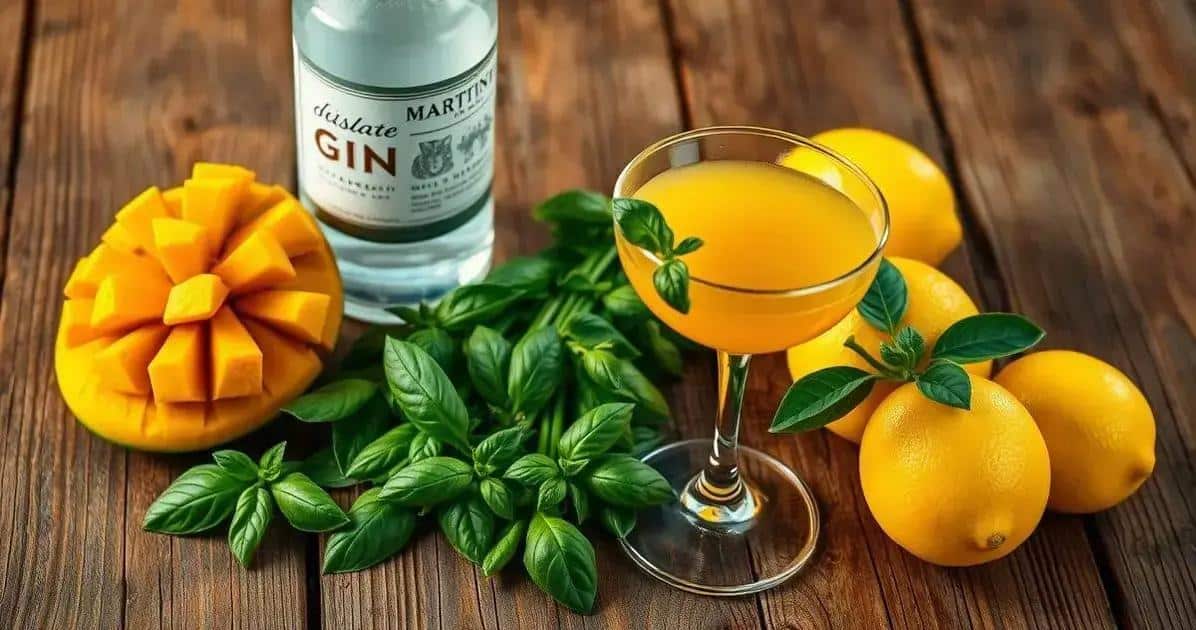 Ingredienti per il Martini con Succo di Mango e Basilico