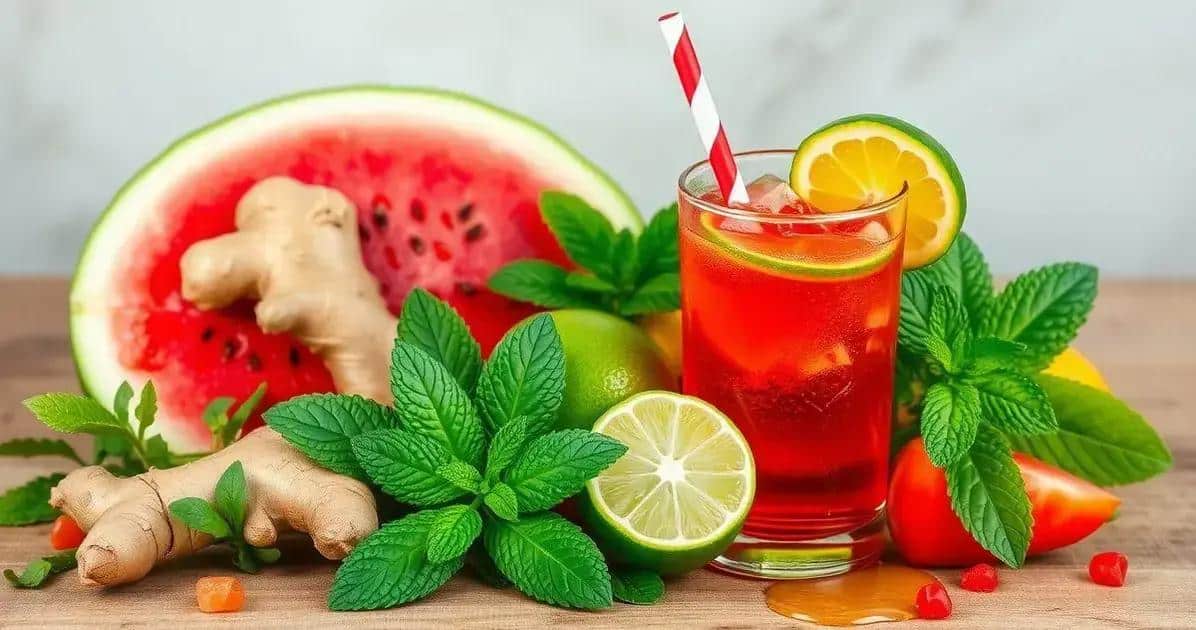 Ingredienti per la bevanda energetica con succo di anguria e zenzero