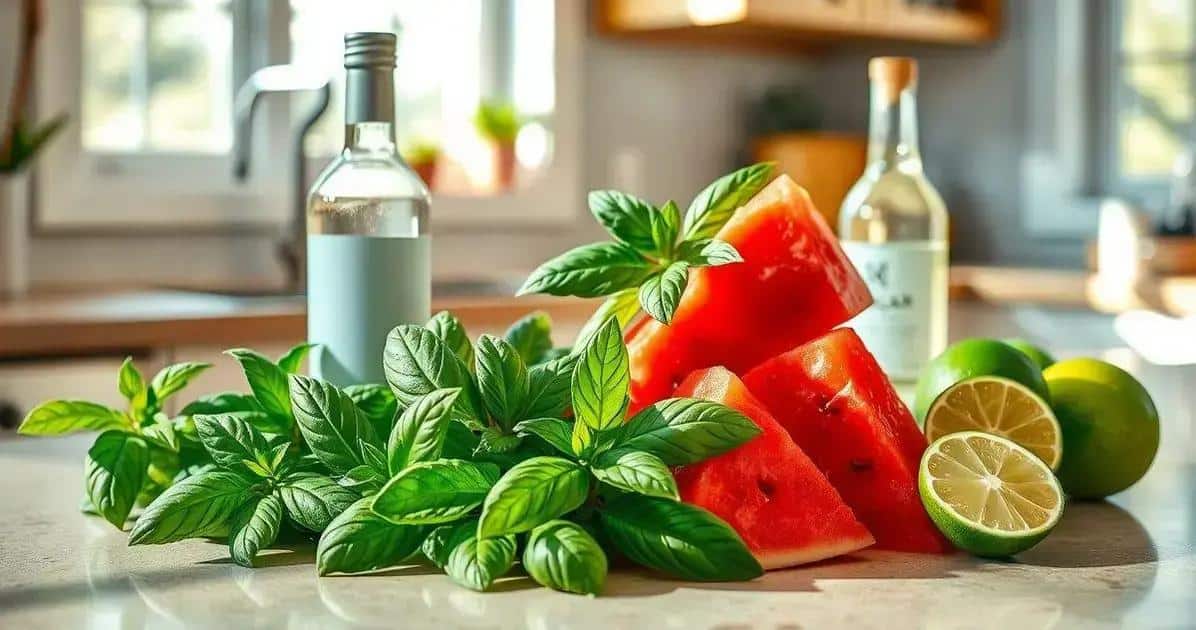 Ingredienti per Mojito con anguria e basilico