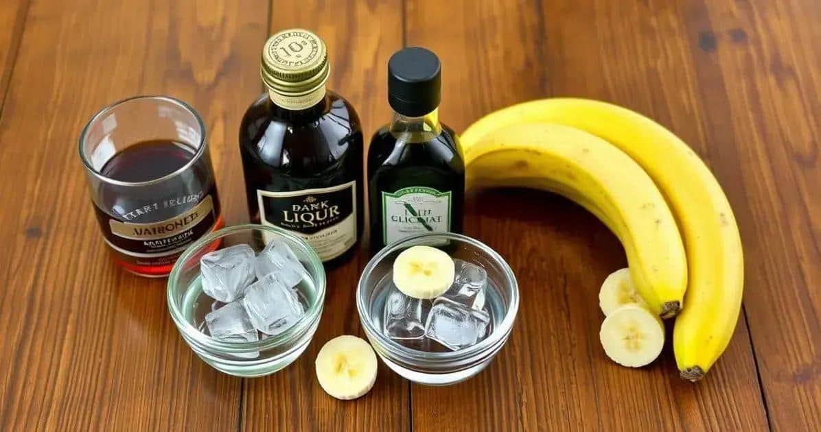 Ingredienti per Rum con liquore alla banana e sciroppo di cioccolato