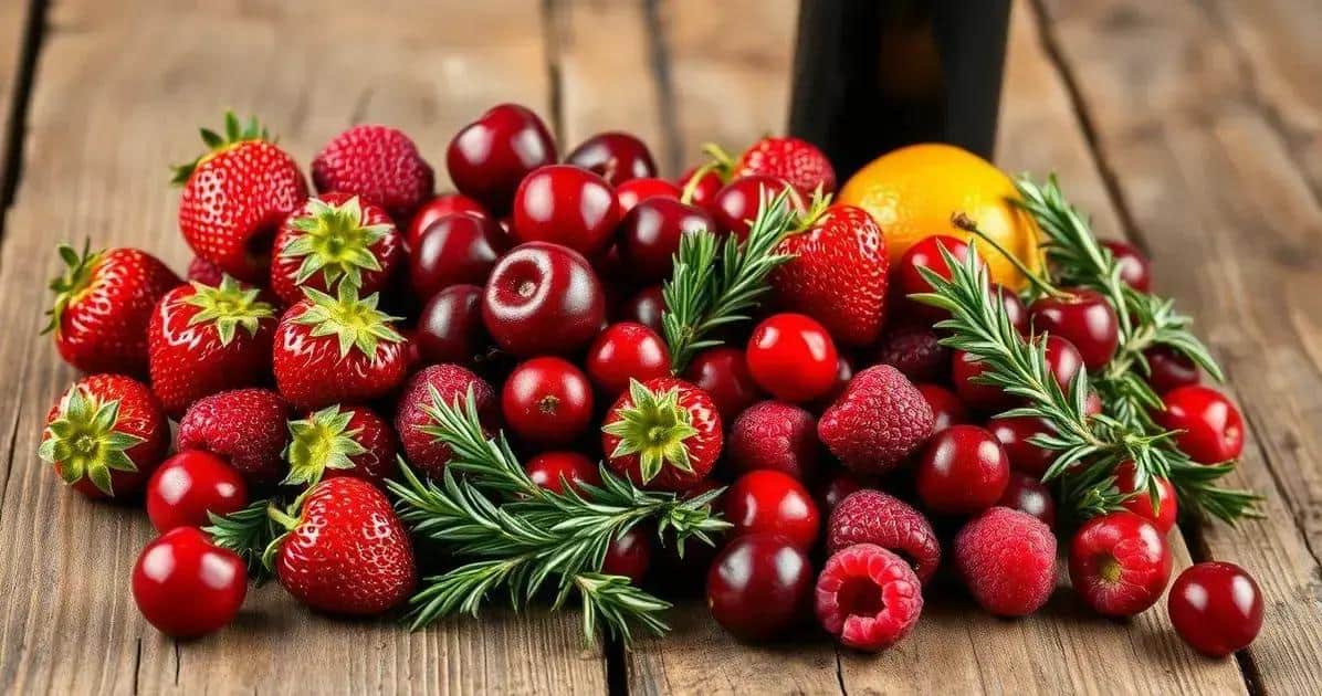 Ingredienti per vino con succo di frutti rossi e rosmarino