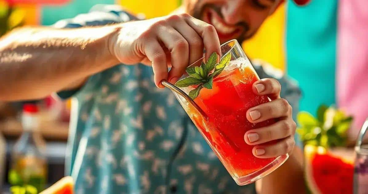 Metodo di preparazione del Pisco con succo di anguria e menta Metodo di preparazione del Pisco con succo di anguria e menta