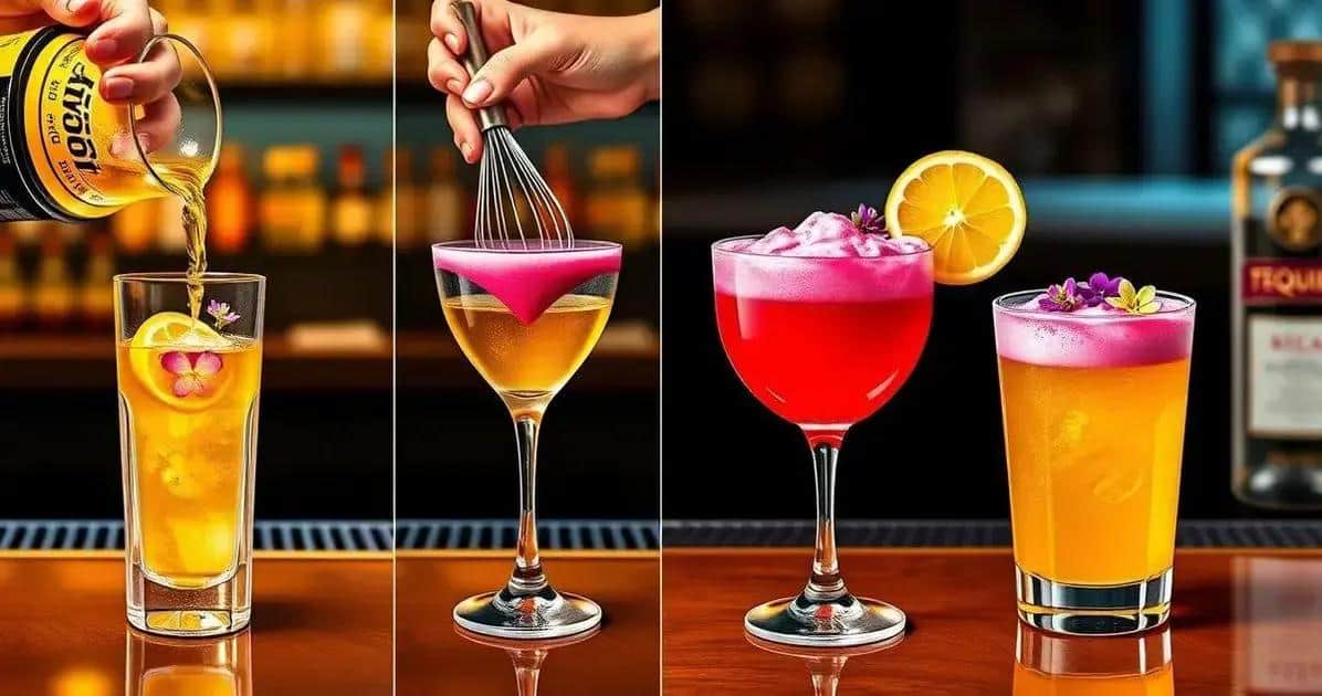 Preparazione del Tequila Sour con Schiuma di Ibisco