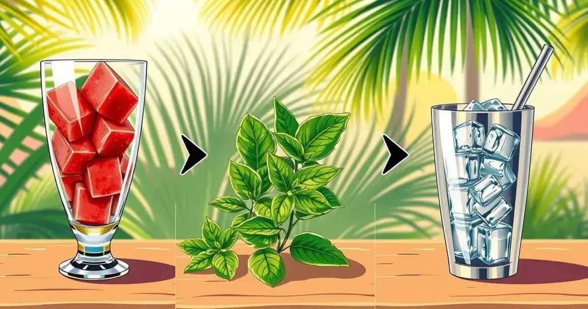 Procedura per preparare il rum tropicale con anguria e menta