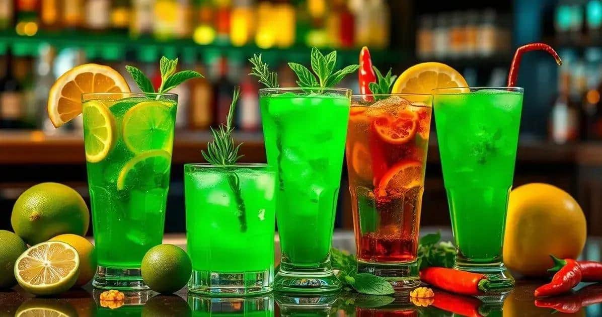 Varianti della bevanda verde con liquore alla mela