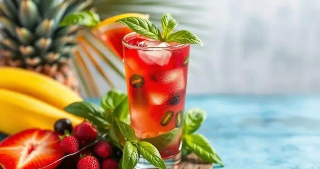 Bevanda Energetica Tropicale con Frutti Rossi e Basilico: Energia Rinfrescante