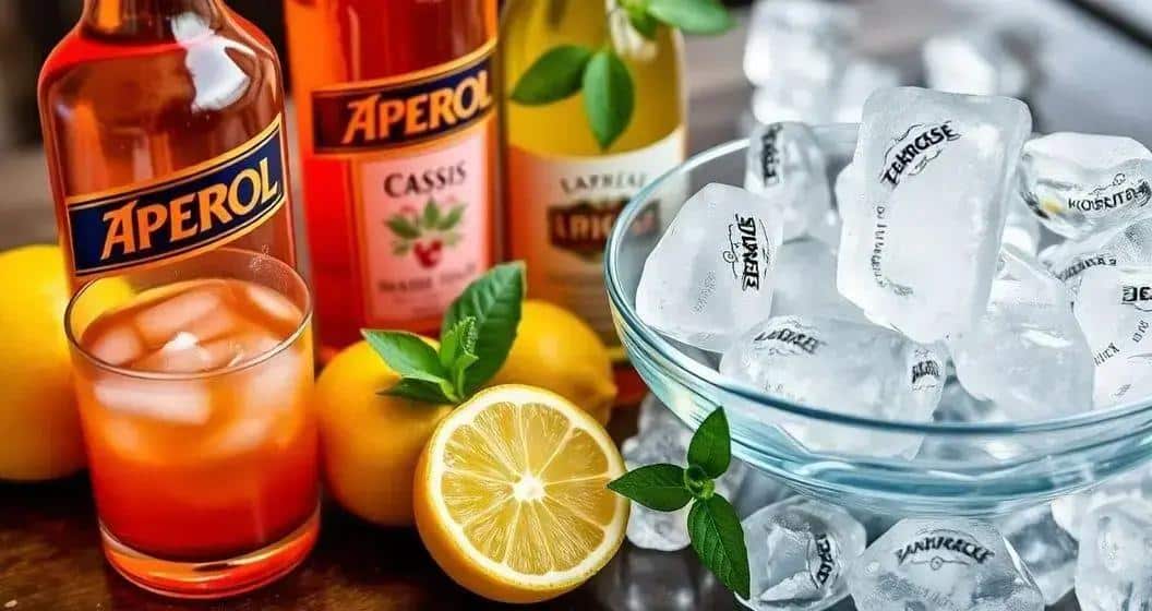 Ingredienti della Ricetta Aperol con liquore al cassis e limone di Sicilia Ingredienti della Ricetta Aperol con liquore al cassis e limone di Sicilia
