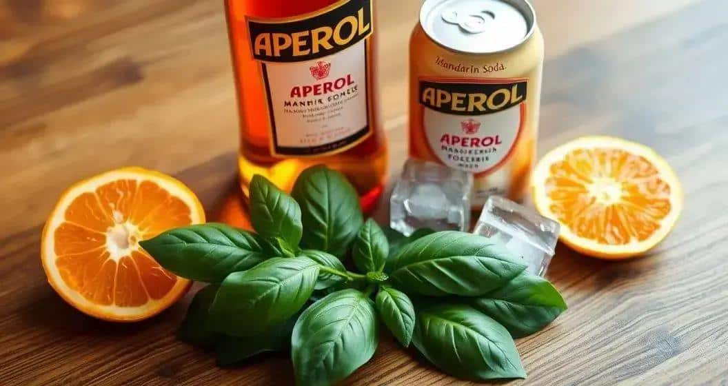 Ingredienti per Aperol con Soda al Mandarino e Basilico