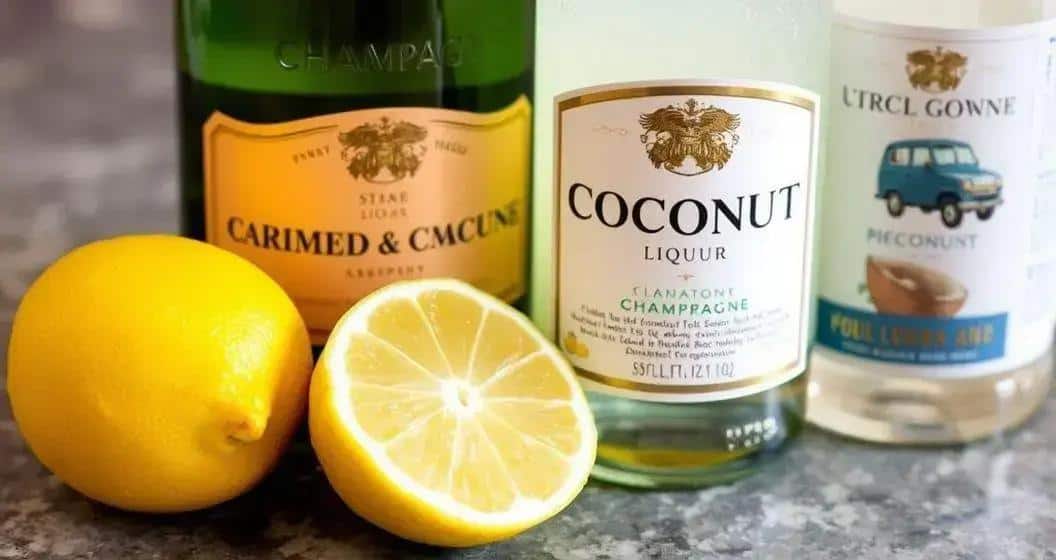 Ingredienti per Champagne con liquore al cocco e scorza di limone