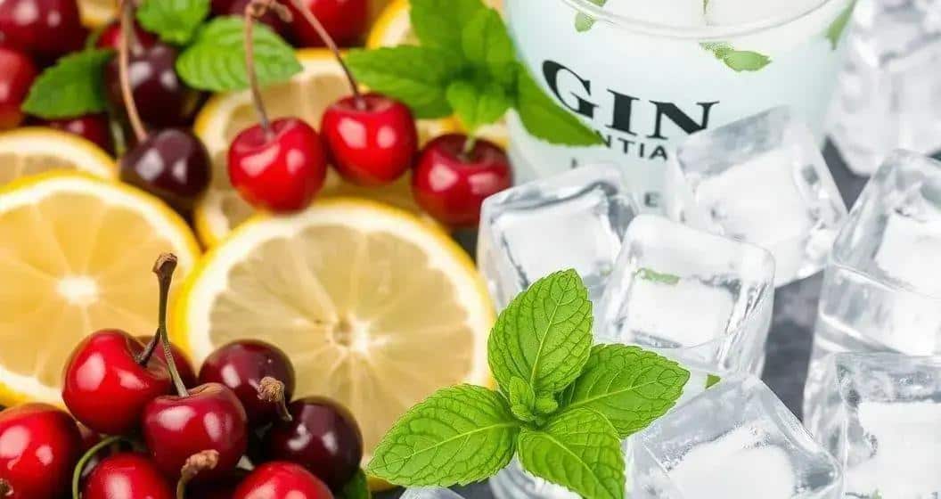 Ingredienti per Gin Tonic con Ciliegia Ingredienti per Gin Tonic con Ciliegia