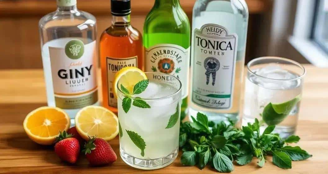 Ingredienti per Gin Tonic con Liquore al Miele e Cachaça
