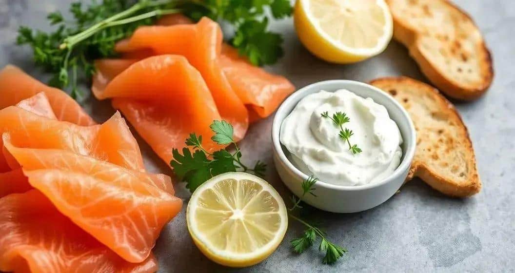 Ingredienti per i Canapé al salmone con crema di ricotta Ingredienti per i Canapé al salmone con crema di ricotta