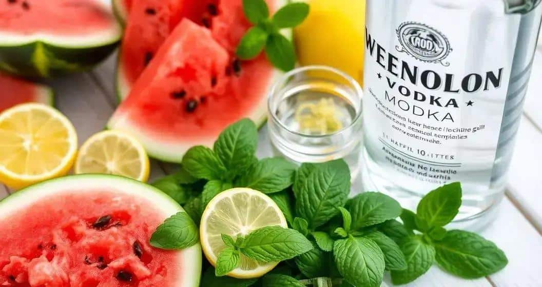 Ingredienti per il cocktail con vodka, anguria e limone di Sicilia Ingredienti per il cocktail con vodka, anguria e limone di Sicilia