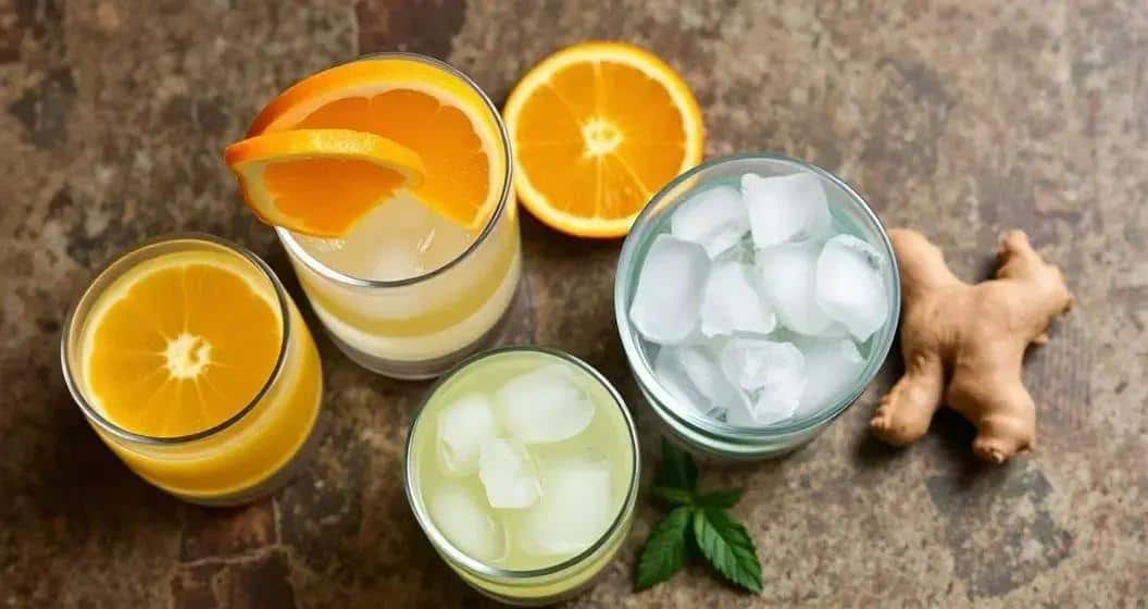 Ingredienti per il cocktail Rum con succo d’arancia e zenzero Ingredienti per il cocktail Rum con succo d’arancia e zenzero