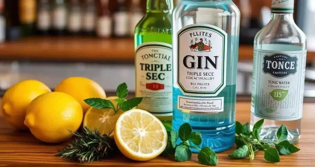 Ingredienti per il Gin Tonic con Liquore Triple Sec Ingredienti per il Gin Tonic con Liquore Triple Sec