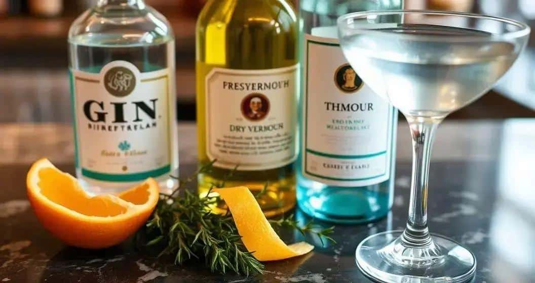 Ingredienti per il Martini con Scorza d’Arancia e Timo