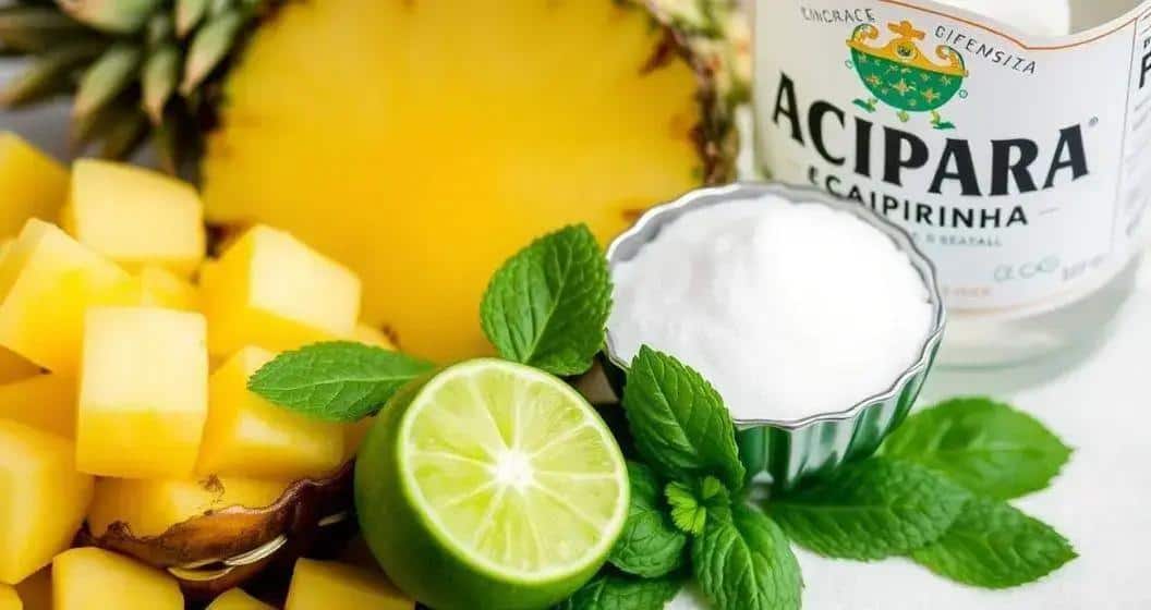 Ingredienti per la Caipirinha all’ananas con menta