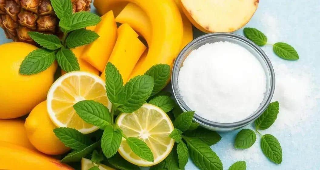 Ingredienti per la Limonata Tropicale con Menta Ingredienti per la Limonata Tropicale con Menta