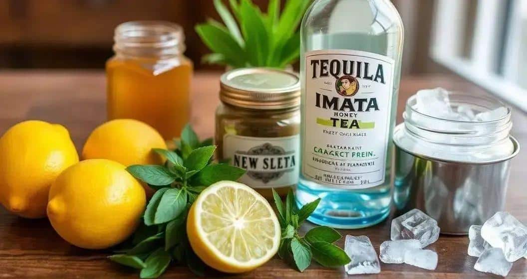 Ingredienti per la Tequila con tè mate e miele Ingredienti per la Tequila con tè mate e miele