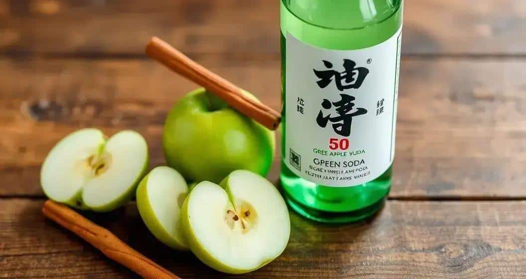 Ingredienti per sake con soda alla mela verde e cannella